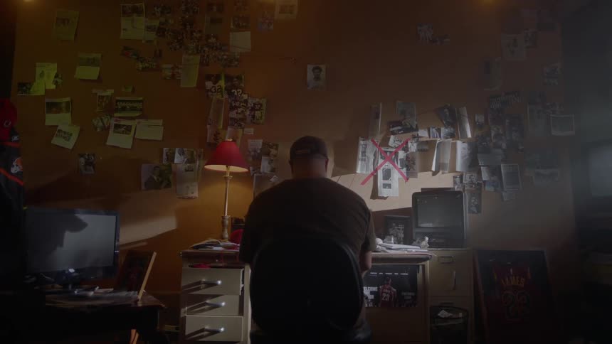 A man is sitting at a desk looking at something