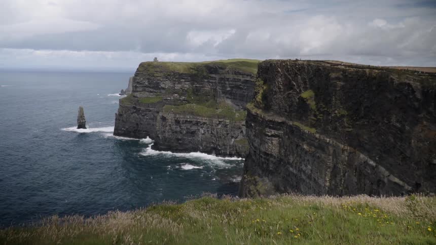 Sheer cliffs near an ocean