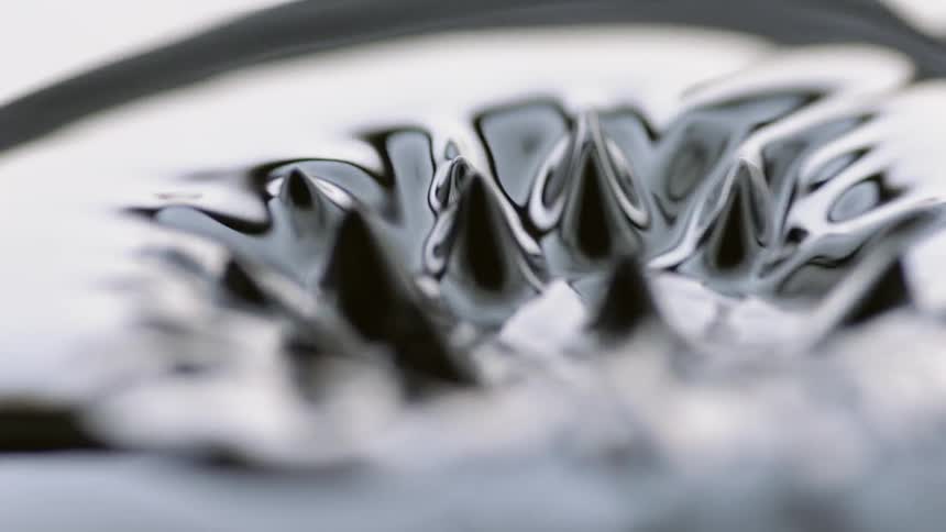 Liquid churns and forms spikes