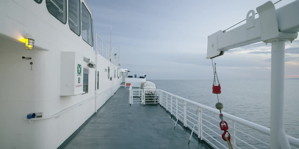 A ship sails on the open ocean