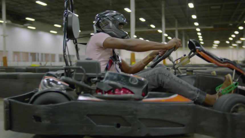 People race in go-karts