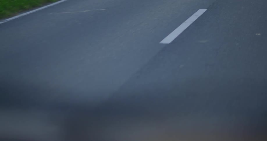 Passing over the white lines on the road