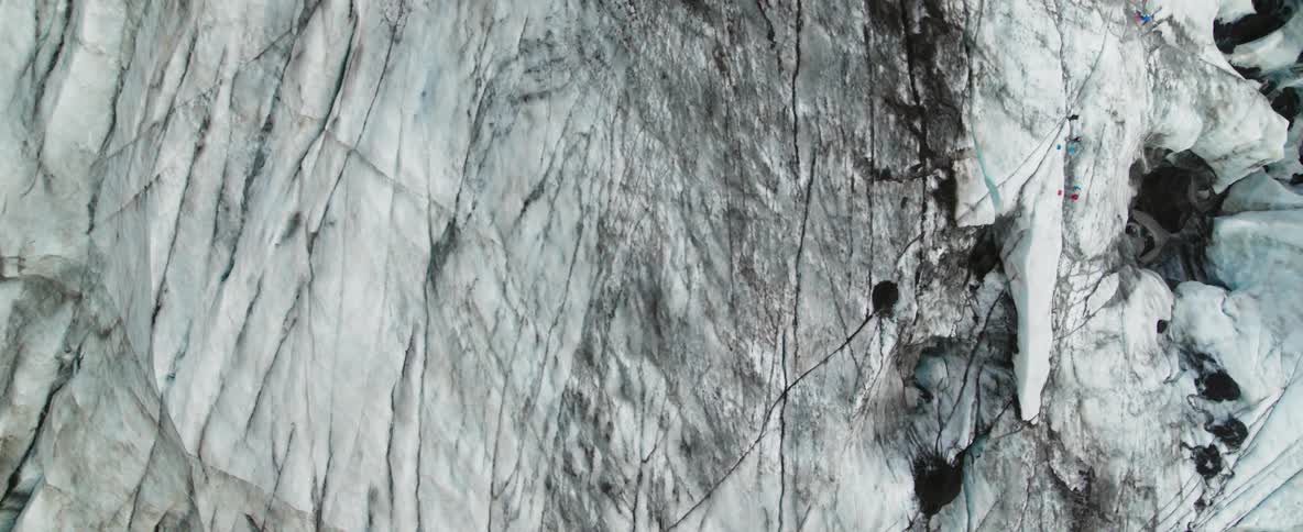 Snow and ice cover the mountain