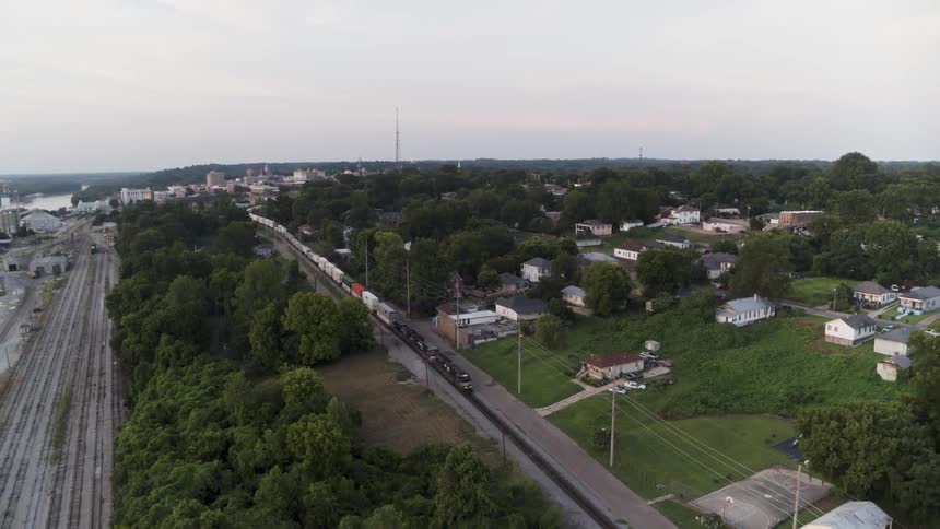 A train travels down the tracks