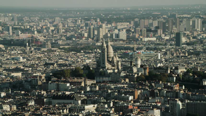 Sacr��-C��ur de Montmartre sits atop a hill in Paris