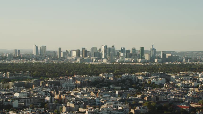 A city skyline on the horizon