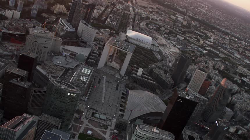 A large city is being flown over