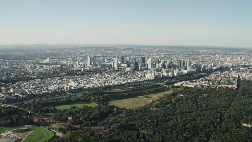 A large city near the woods