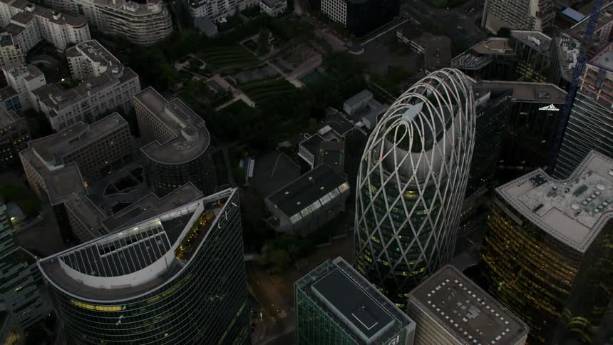 Large skyscrapers are rising above a city