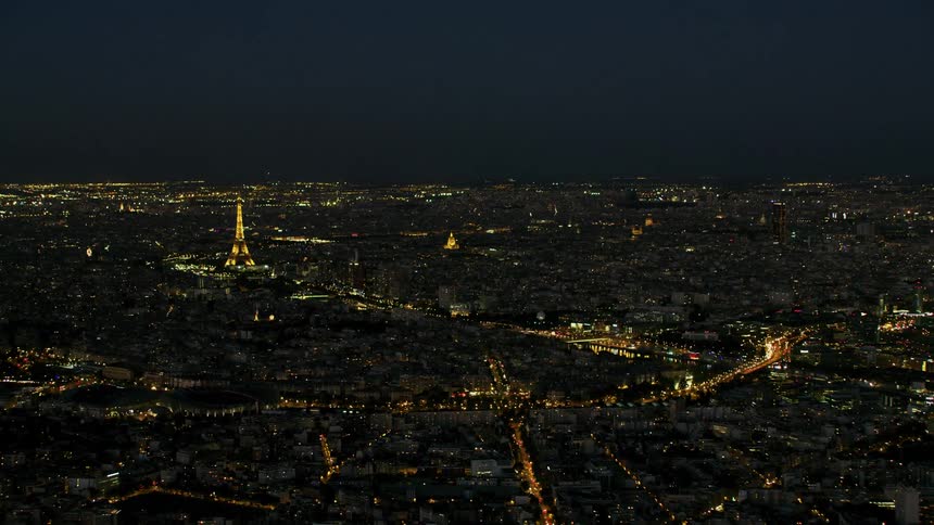 City lights illuminate the dark night