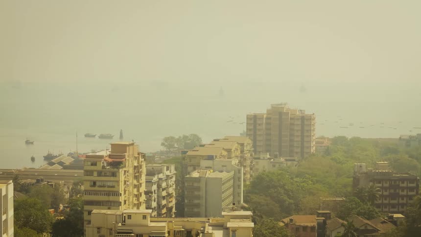 Aerial view of coastal Mumbai, India