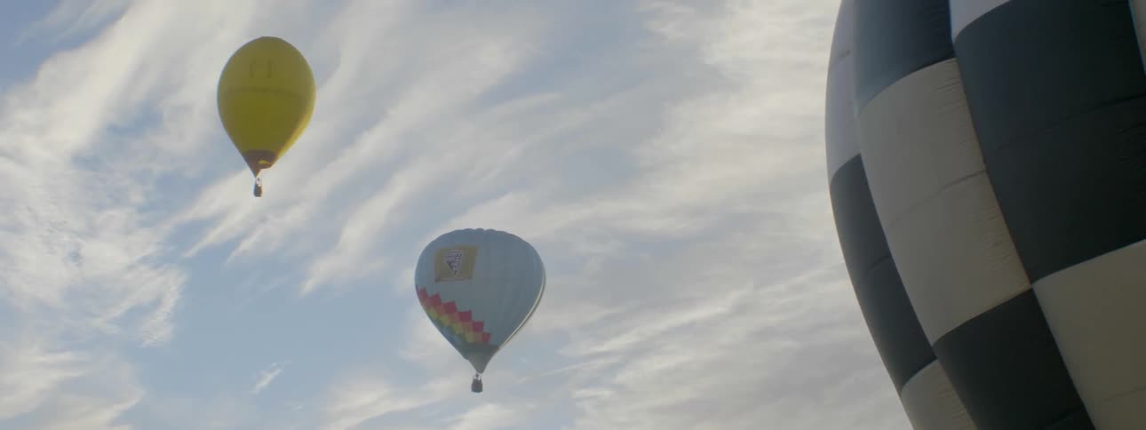 Hot air balloons are rising into the air