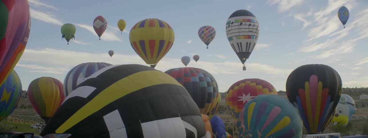 A large amount of hot air balloons are rising into the air