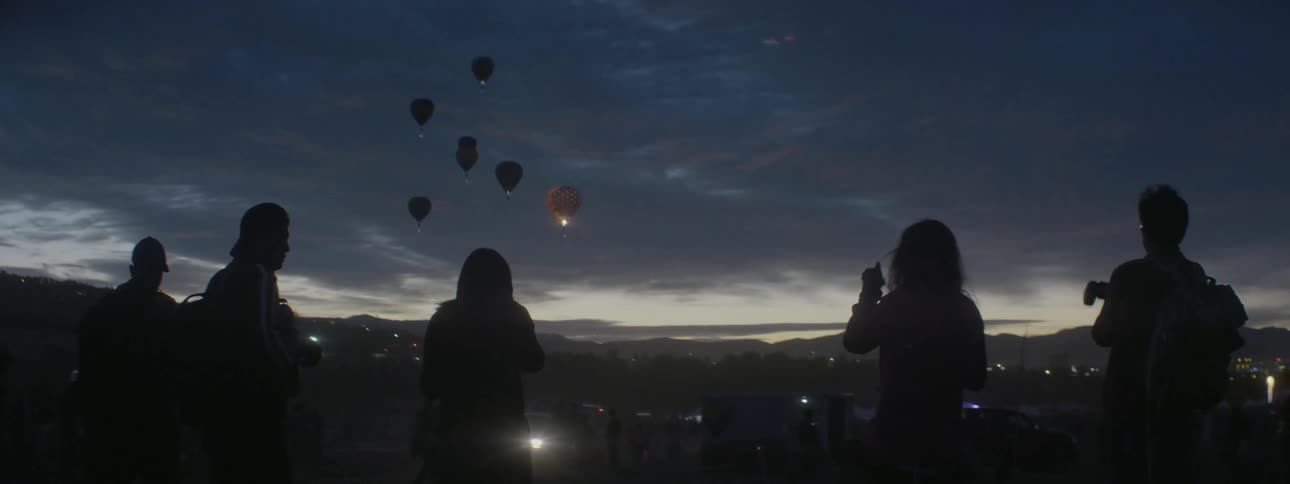 People watching hot air balloons