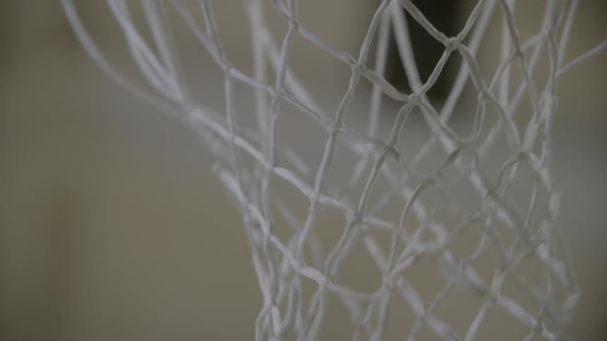Basketball shooting through a net