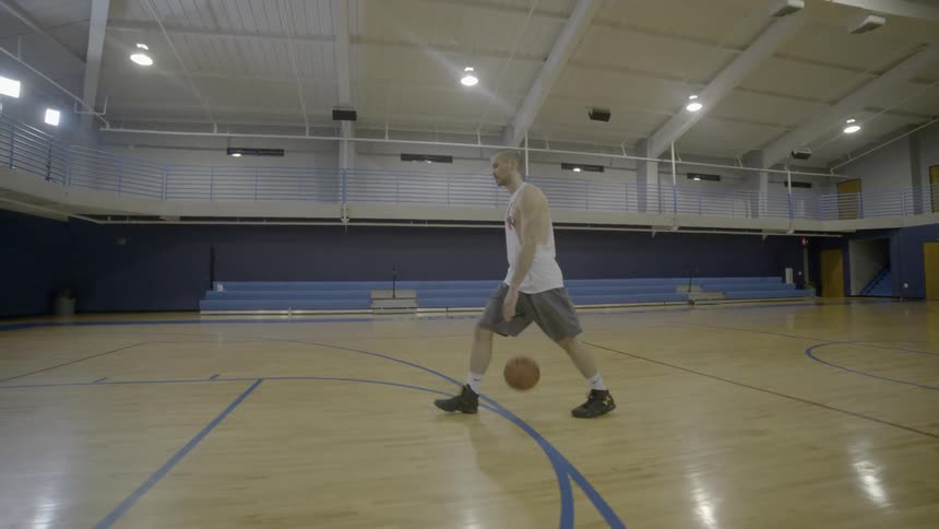 A person playing basketball
