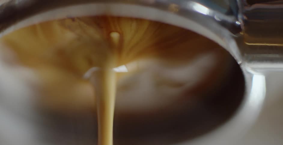 The coffee is brewing from the pot