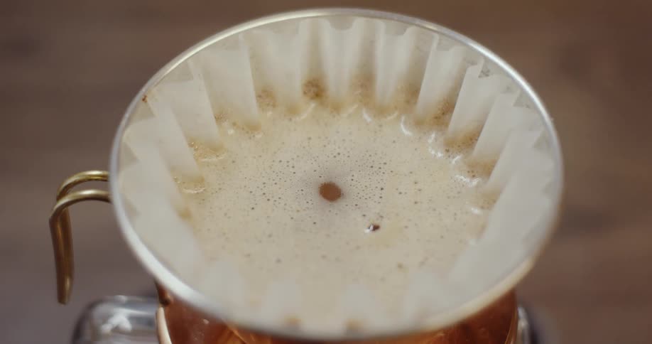 The filter is full of foaming liquid