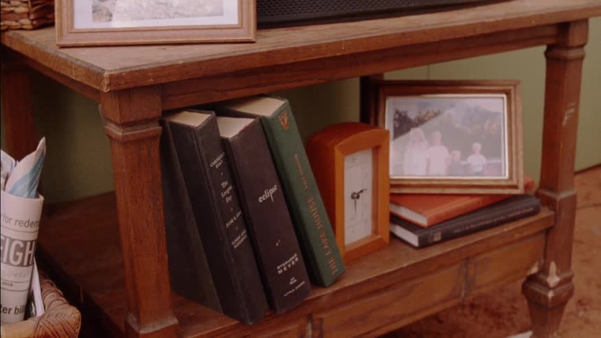 Books lean against the rail of a table