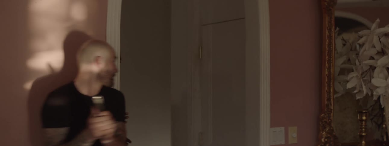 A man with a gun is attacked as he tries to go through a doorway