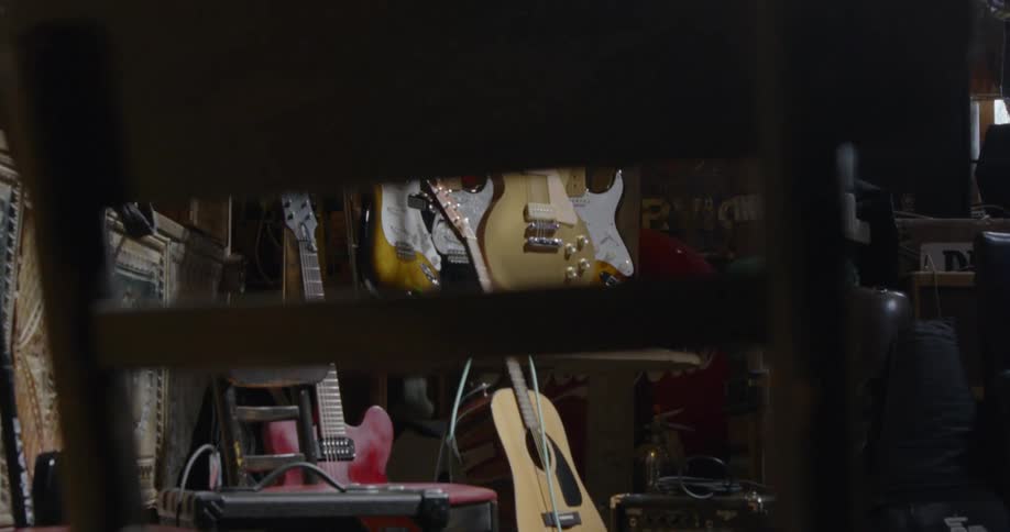 The shop is full of musical instruments