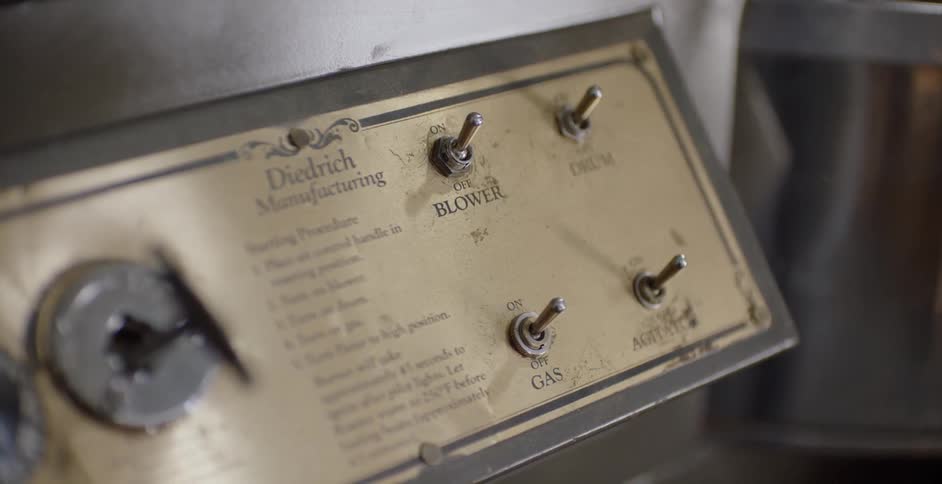 Switches and a key on a machine control are in the on position