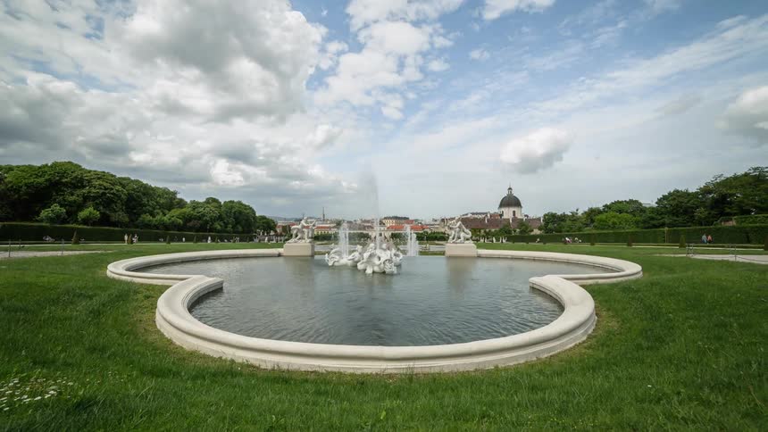 A fountain in a park