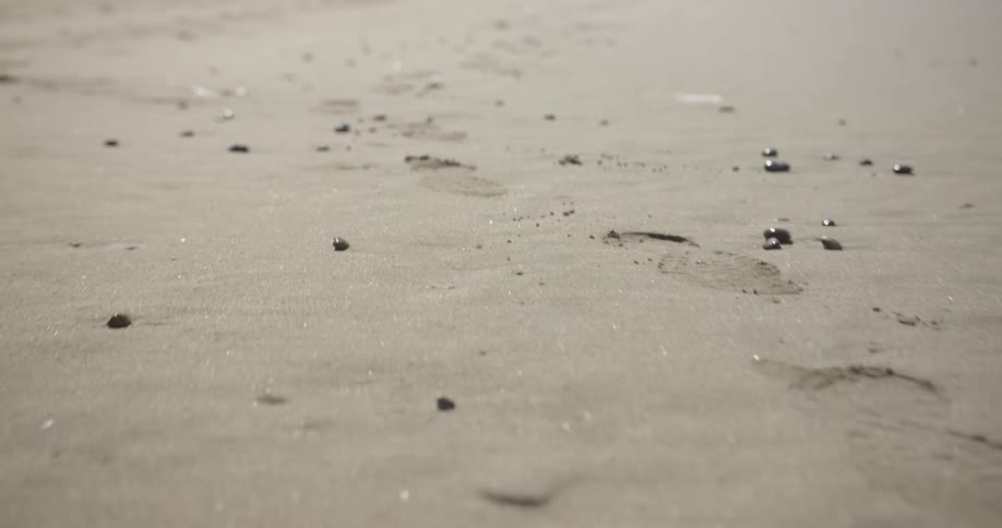 The sand is filled with small wet pebbles