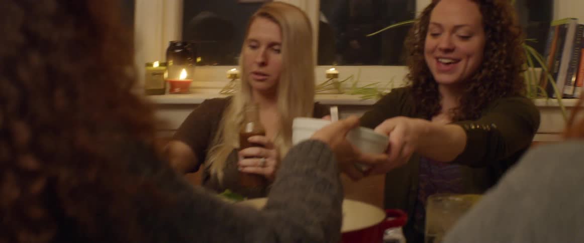 A group of people dine together
