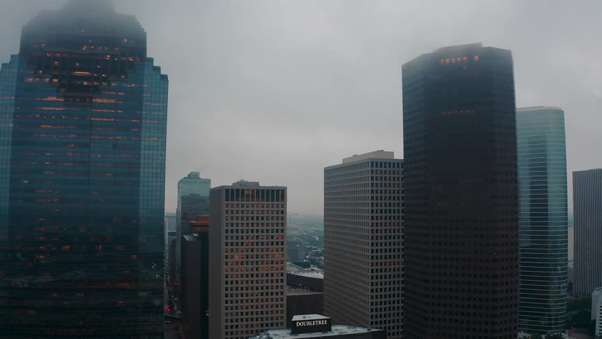 Fog hangs above the city