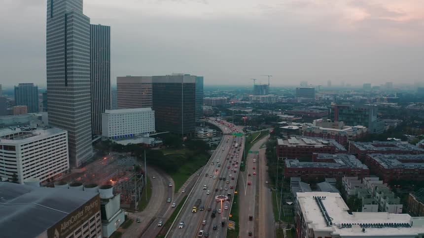 Vehicles travel on a busy highway