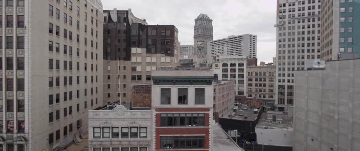 Various high rise buildings make up a downtown area