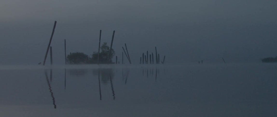 The ocean is covered in heavy fog