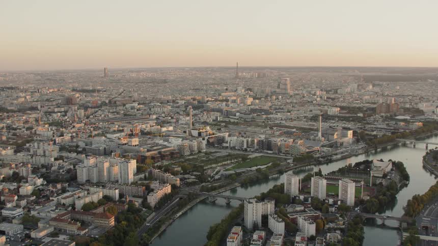 A large city at sunrise