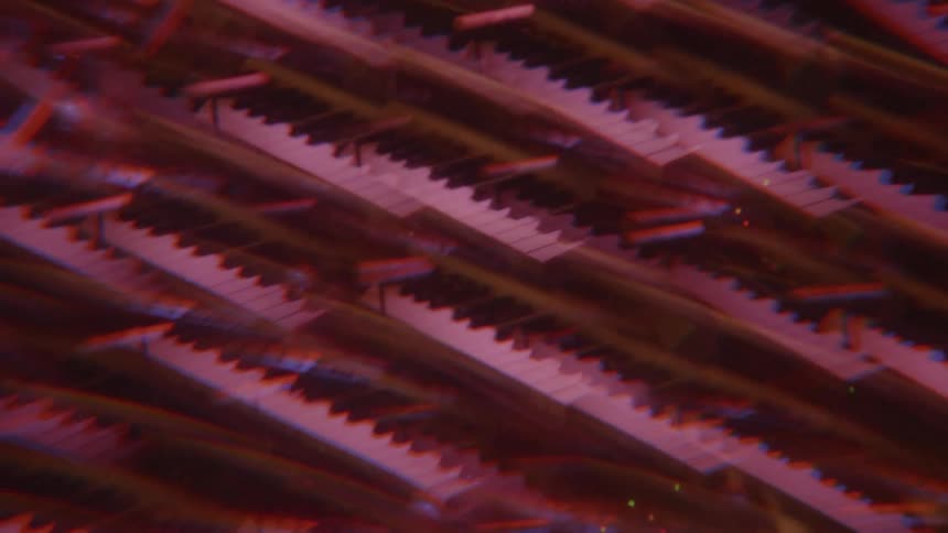 Kaleidoscope image of several keyboards