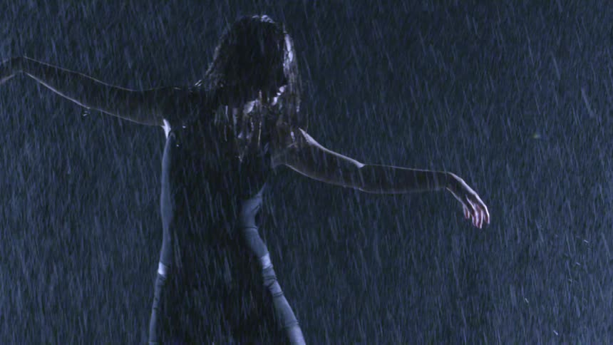 A person dancing in the rain