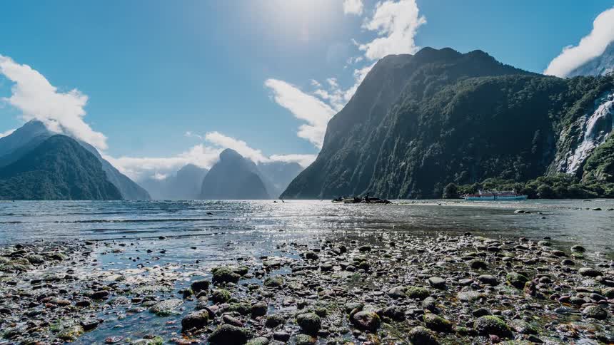 Time lapse of the tide going out on a beach