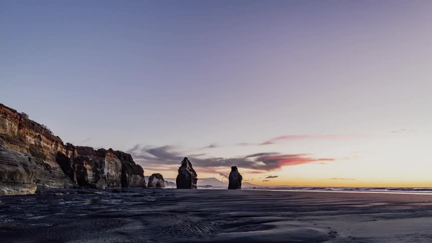 A beach at sunrise