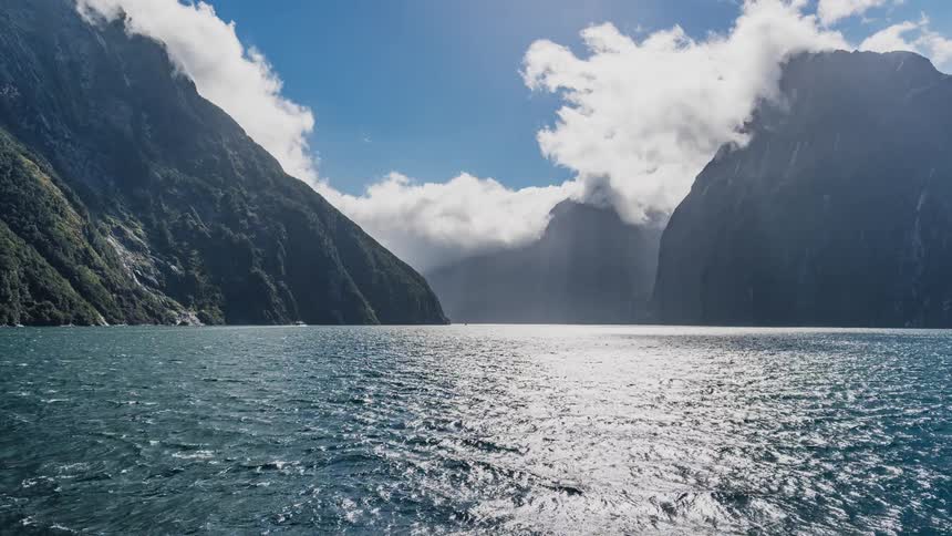 Water ripples on a mountain lake