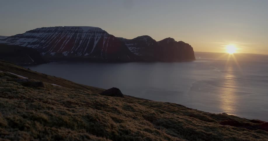 The sun sets over the westfjords