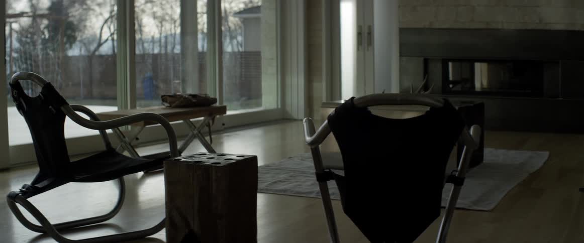 Furniture sits in a living room