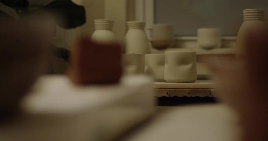 White cups and vases