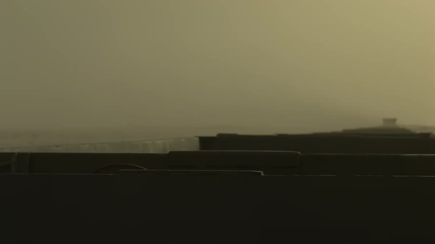 A train traveling through the desert