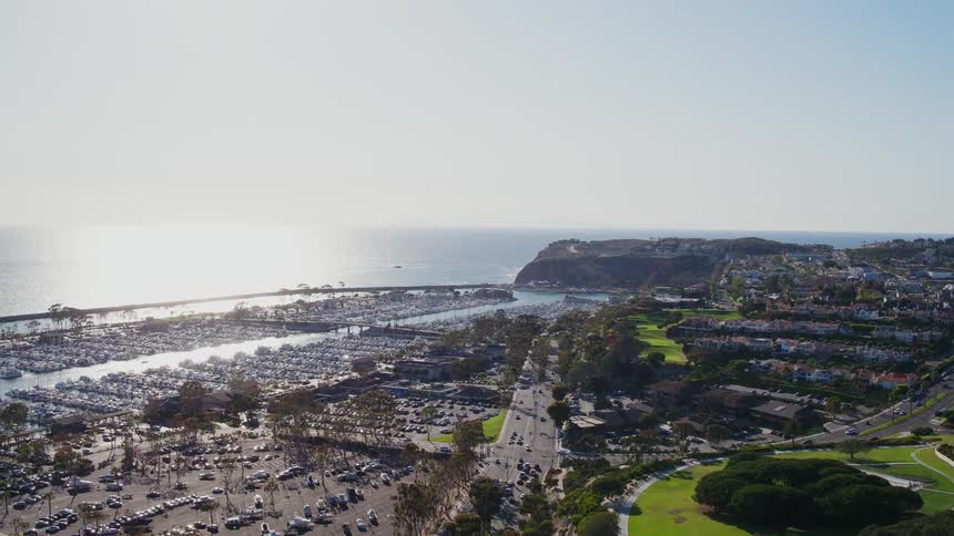 A busy oceanside city