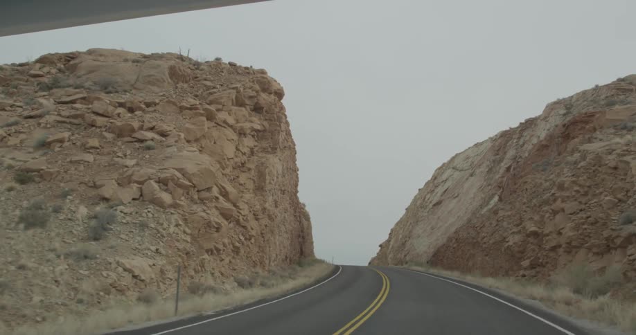 A road carved into the rocks