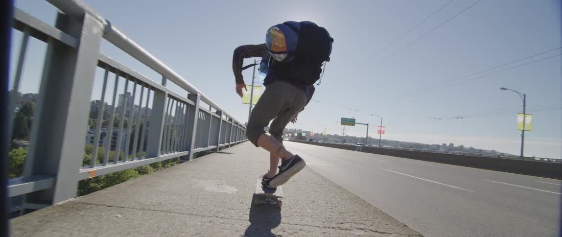 A person skateboarding outdoors