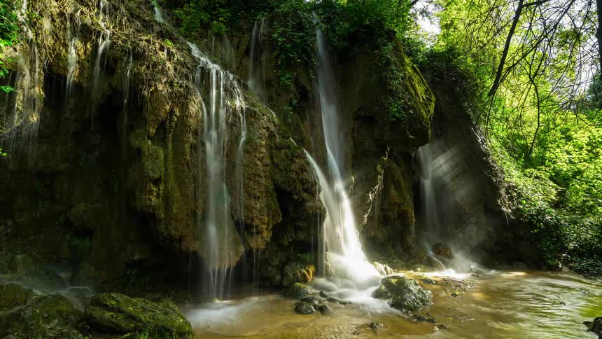 A magical waterfall in Plitvice National Park, Croatia
