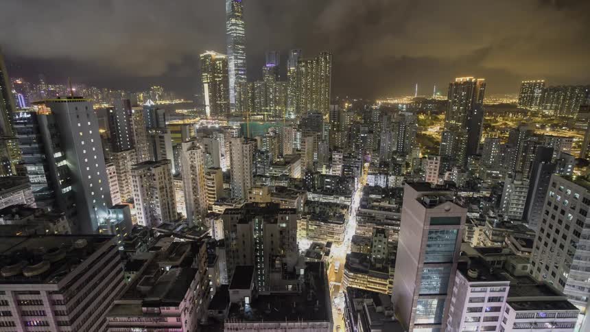 City lights illuminate the night sky