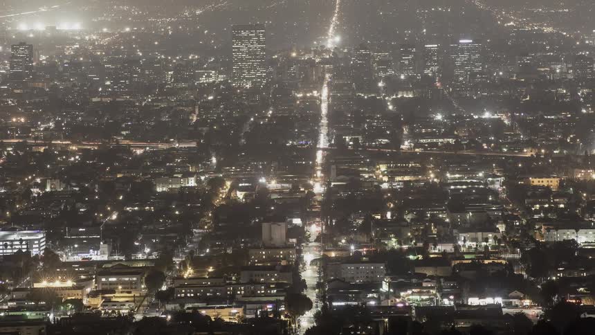 Time lapse of a busy city filmed from a high vantage point