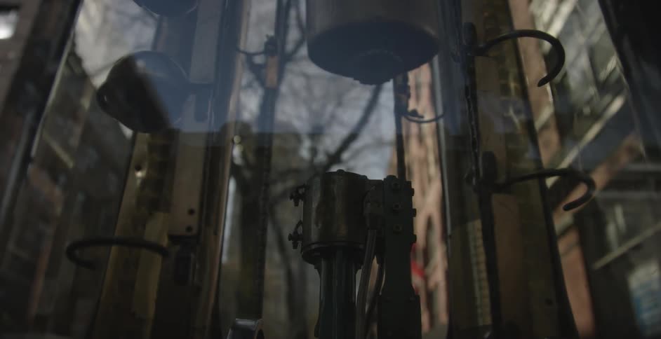The inside of a machine during the day